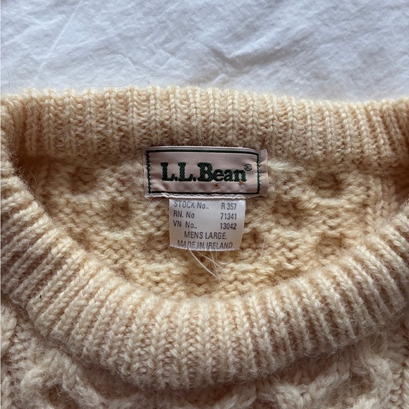 LLBean Large 100% Wool Fisherman’s Sweater Made in Ireland - Picture 4 of 5